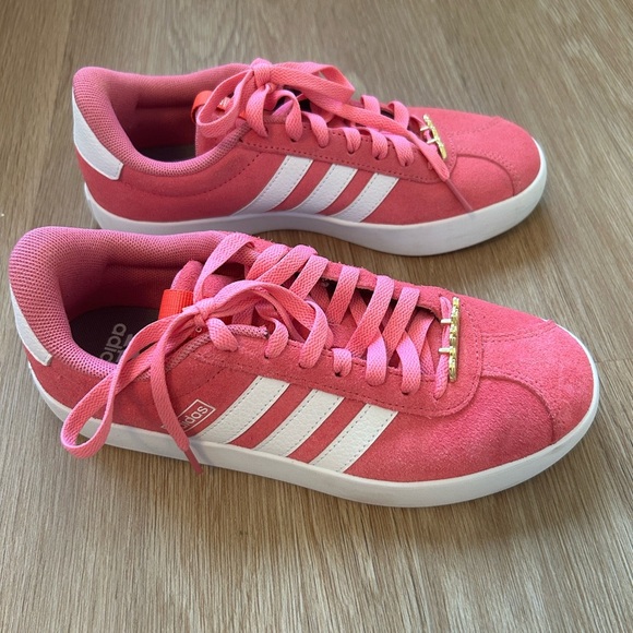 Adidas Women's Vibrant Pink and White Sneakers - Picture 1 of 6